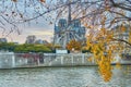 Notre-Dame de Paris on a bright fall day Royalty Free Stock Photo