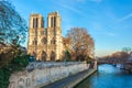 Notre Dame de Paris Cathedral, beautiful Cathedral in Paris. View from the River Seine. France Royalty Free Stock Photo