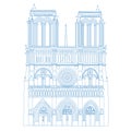 Notre Dame de Paris Cathedral, France.Vector isolated illustration of Notre Dame