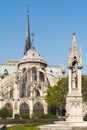Notre-Dame de Paris cathedral from the gardens on a sunny day Royalty Free Stock Photo