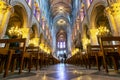 Notre-Dame de Paris Cathedral interior, France Royalty Free Stock Photo