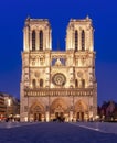 Notre-Dame de Paris cathedral at night, France Royalty Free Stock Photo