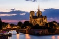 Notre Dame de Paris Cathedral at night. Paris, France