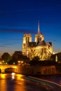 Notre Dame de Paris Cathedral at night, Paris, France Royalty Free Stock Photo