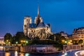 Notre Dame de Paris cathedral-night view Royalty Free Stock Photo