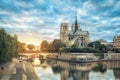 Notre Dame de Paris cathedral reflecting in river Royalty Free Stock Photo