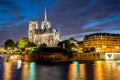 Notre Dame de Paris Cathedral and Seine River in the Evening, Pa Royalty Free Stock Photo