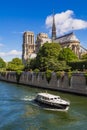 Notre Dame de Paris cathedral and the Seine River in Summer. Paris, France Royalty Free Stock Photo