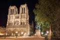 Notre Dame de Paris in France by night
