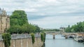 Notre Dame de Paris Garden on Cite Island timelapse, Paris, France Royalty Free Stock Photo