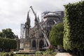 Notre-Dame de Paris medieval Catholic cathedral after the fire, rear view. Renovation work Royalty Free Stock Photo