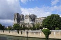 Notre-Dame de Paris medieval Catholic cathedral after the fire. Renovation work Royalty Free Stock Photo