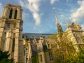 Notre Dame de Paris medieval gothic cathedral in the downtown Paris 