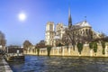 Notre Dame de Paris over the Seine River Royalty Free Stock Photo