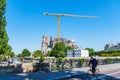 Notre Dame de Paris reconstruction site during coronavirus pandemic