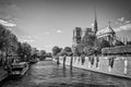 Notre Dame de Paris and the river Seine, Paris France Royalty Free Stock Photo