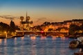 Notre Dame de Paris and Seine River at twilight. Paris Royalty Free Stock Photo
