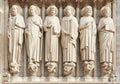 Notre Dame de Paris statues of saints Royalty Free Stock Photo