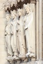 Notre Dame de Paris statues of saints Royalty Free Stock Photo