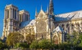 Notre Dame de Paris at sunset, France Royalty Free Stock Photo