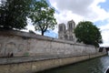 Notre Dame de Paris, waterway, tree, canal, sky