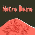 Notre Dame de pary poser. Torn paper style. Roses flower theme Creative design background for social media post