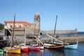 Notre-Dame-des-Anges and boats in Collioure Royalty Free Stock Photo
