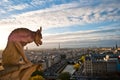 Notre Dame: Gargoyle overlooking Paris Royalty Free Stock Photo