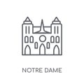 Notre dame linear icon. Modern outline Notre dame logo concept o Royalty Free Stock Photo