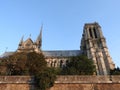 Notre Dame, the most beautiful Cathedral in Paris. View from the river Seine, France Royalty Free Stock Photo