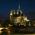 Notre-Dame at night 02, Paris, France Royalty Free Stock Photo