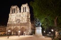 Notre Dame, Paris cathedral at night Royalty Free Stock Photo