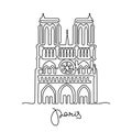 Notre Dame, Paris continuous line vector illustration