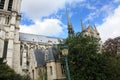 Notre Dame Paris with gargoyles cathedral in France.