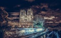 Notre Dame, Paris. Night time Royalty Free Stock Photo