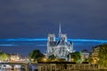 Notre dame paris night view Royalty Free Stock Photo