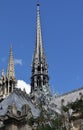 Notre Dame Spire, La Fleche, and wooden roofs before the fire. Paris, France.