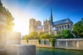 Notre Dame at sunset - Paris, europe Royalty Free Stock Photo