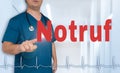 Notruf in german emergency call doctor showing on viewer conce Royalty Free Stock Photo