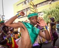 Notting Hill Carnival in London man dancing Royalty Free Stock Photo