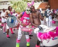 Notting Hill Carnival in London men playing drums Royalty Free Stock Photo