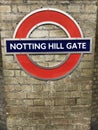 Notting Hill Gate Station London Underground sign detail