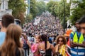 NOTTING HILL, LONDON, ENGLAND- 28 August 2022: Crowds on the first day of Notting Hill Carnival