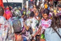 NOTTING HILL, LONDON, ENGLAND - 27 August 2023: People taking part in the opening J\'ouvert at Notting Hill Carnival 2023