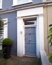 Notting hill London, vintage house grey and white entrance Royalty Free Stock Photo