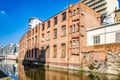 Nottingham city centre canal and building s with blue sky and refection Royalty Free Stock Photo