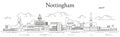 Nottingham cityscape line art vector illustration