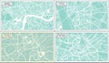 Nottingham, Liverpool, Manchester and London Great Britain City Maps Set in Retro Style