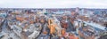 Nottingham Old Market Square. Open, pedestrianised city square perfect for tourists. Aerial panoramic view. Wide shot. Royalty Free Stock Photo