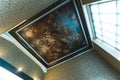 02.28.2023. Nottingham, United Kingdom - shot of a ceiling with a magnificent painting in Wollaton Hall, Nottingham, UK